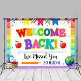 Aperturee - We Miss You Rainbow Stripes Back To School Backdrop